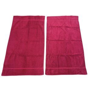 Vintage 1980s Royal Velvet Fieldcrest Red Cotton Bath Towels Set 2 USA 48 x 27